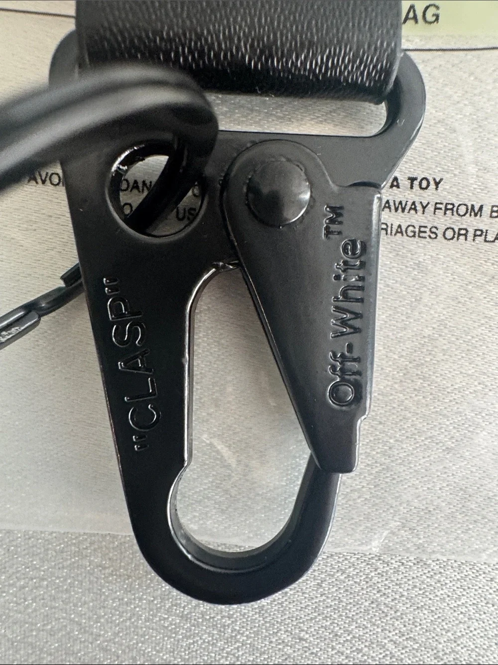New! Off-White white and black Industrial Strap Lanyard with Red Tag